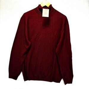 NWT Linea Uomo Wool Blend Turtleneck Sweater Mens Medium Red Skicore Minimalist
